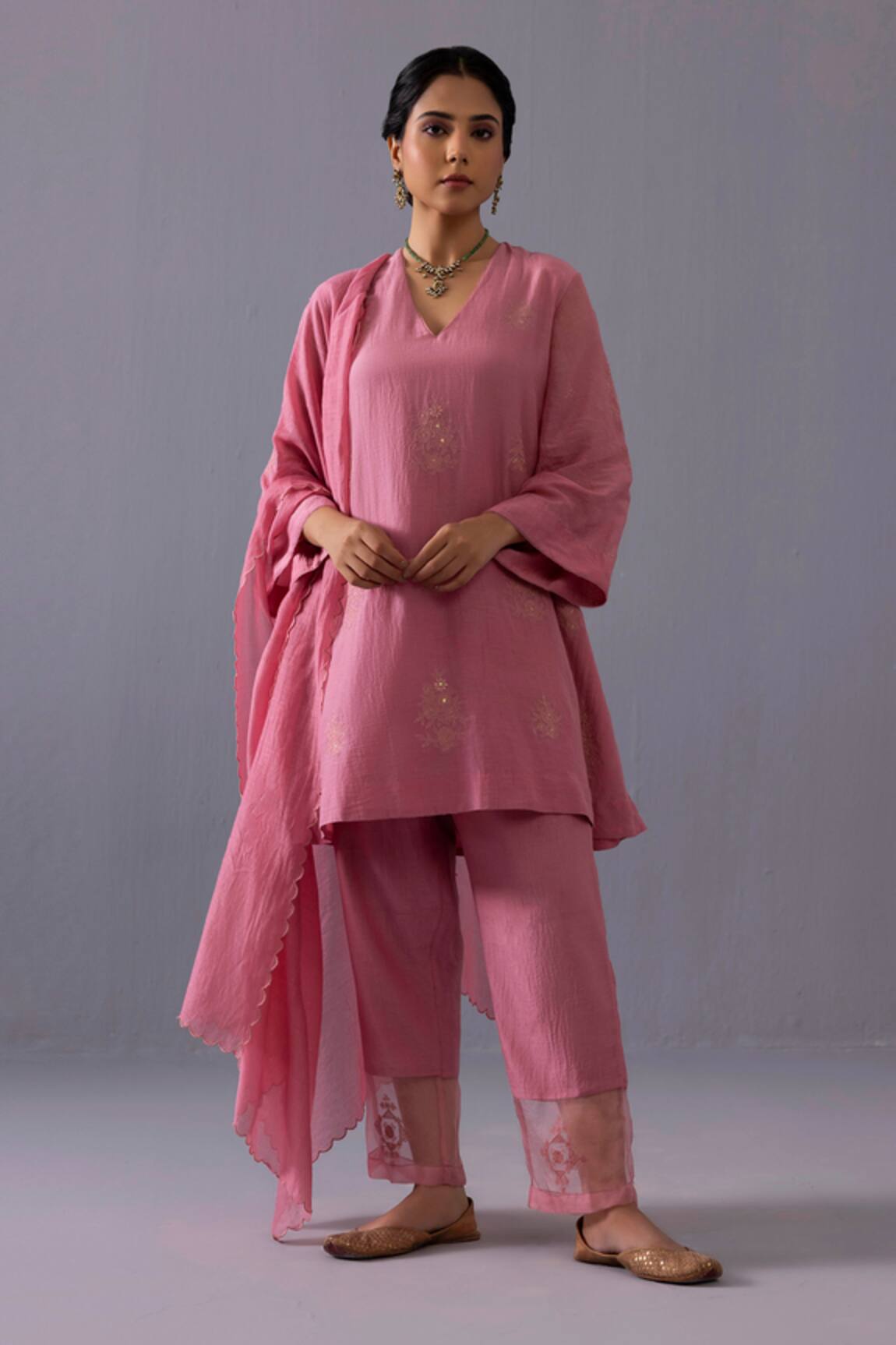 Label Shreya Sharma Aditi Chanderi Kurta & Pant Set