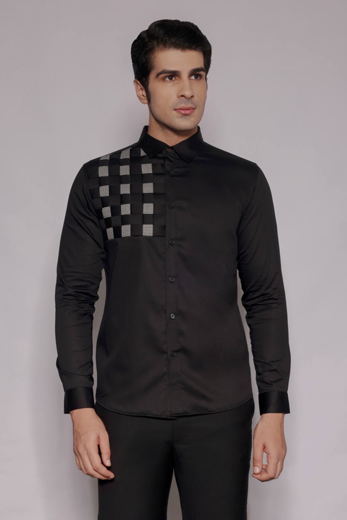 Lacquer Embassy Stanton Houndstooth Pattern Shirt 