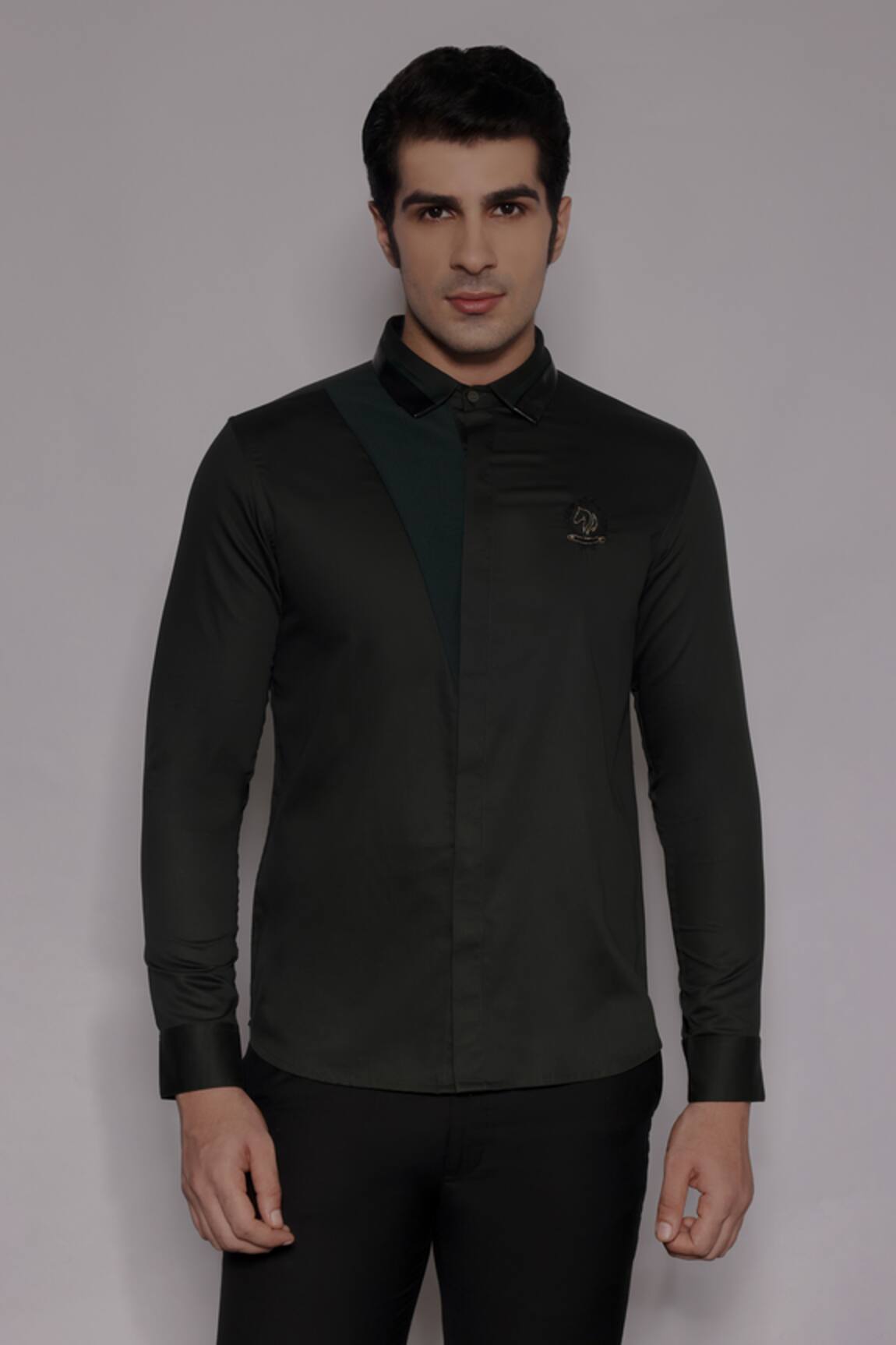 Lacquer Embassy Ashbury Crest Placement Embroidered Shirt 