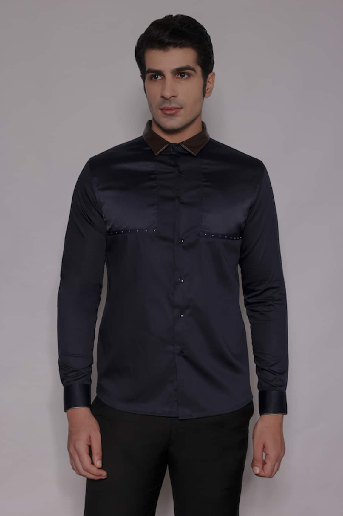 Lacquer Embassy Aston Metallic Tape Embellished Shirt 