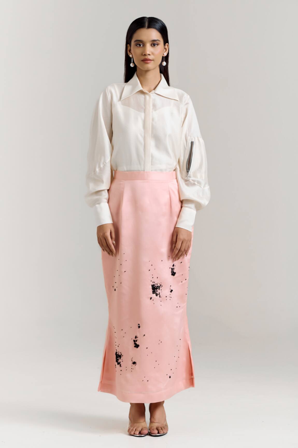 Notsosure Chanderi Silk Shirt With Skirt