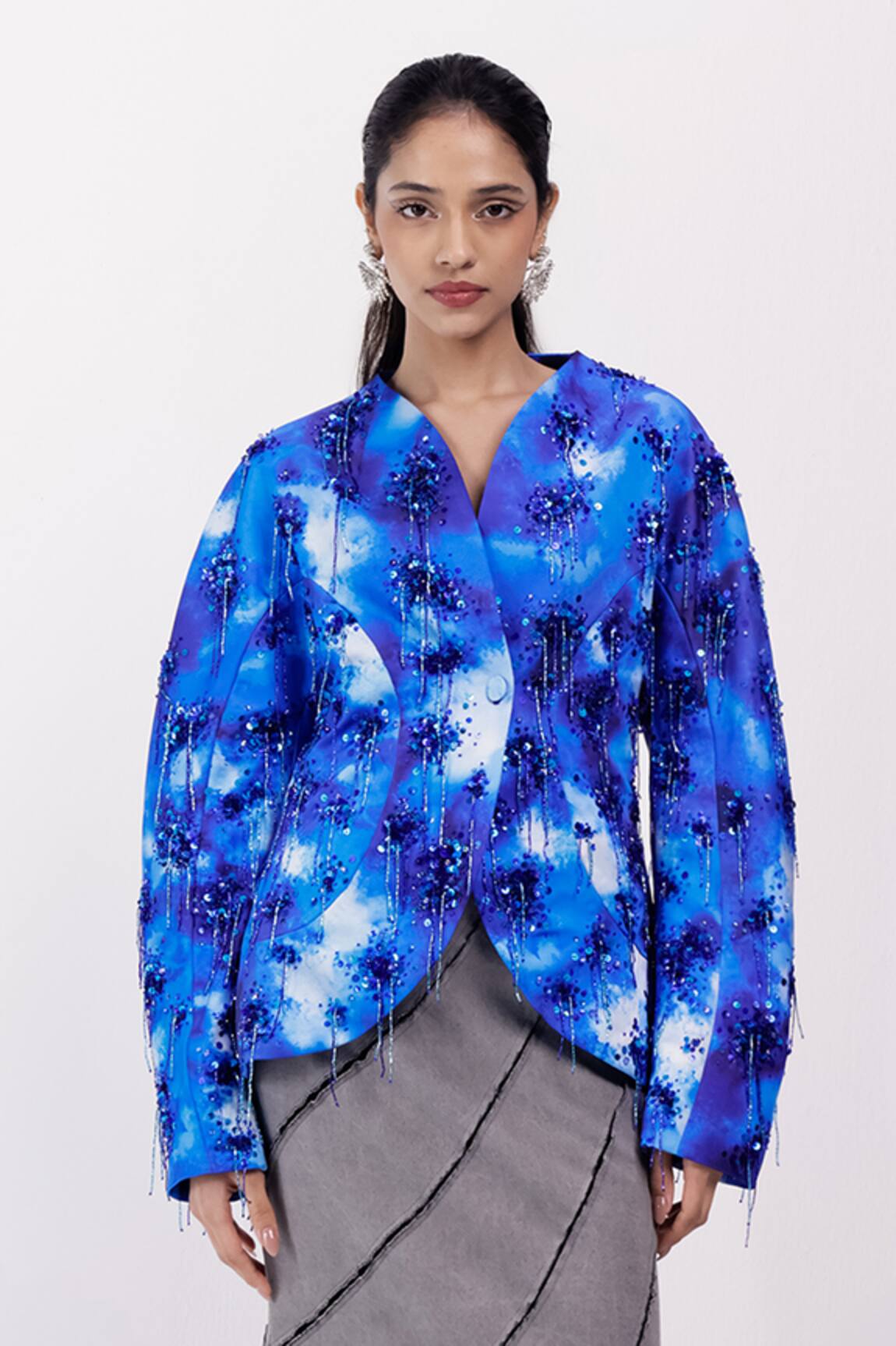 Siddhant Agrawal Coral Fade Embroidered Blazer 