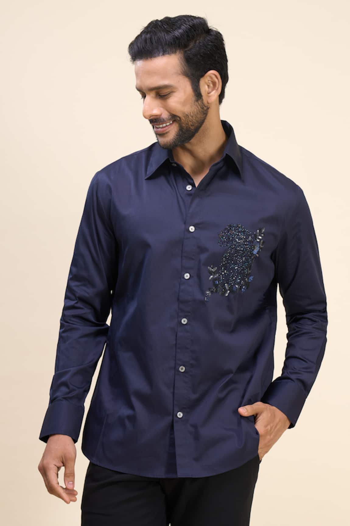 Rohit Bal Sequin Placement Embroidered Shirt