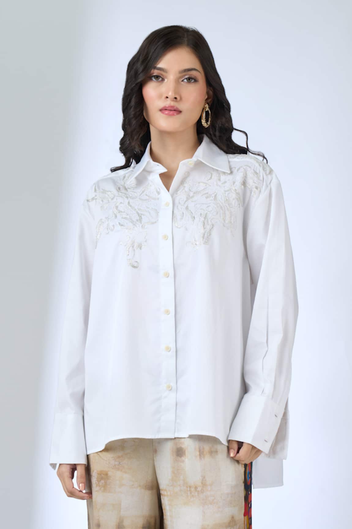 AK-OK Embroidered Shoulder Shirt 