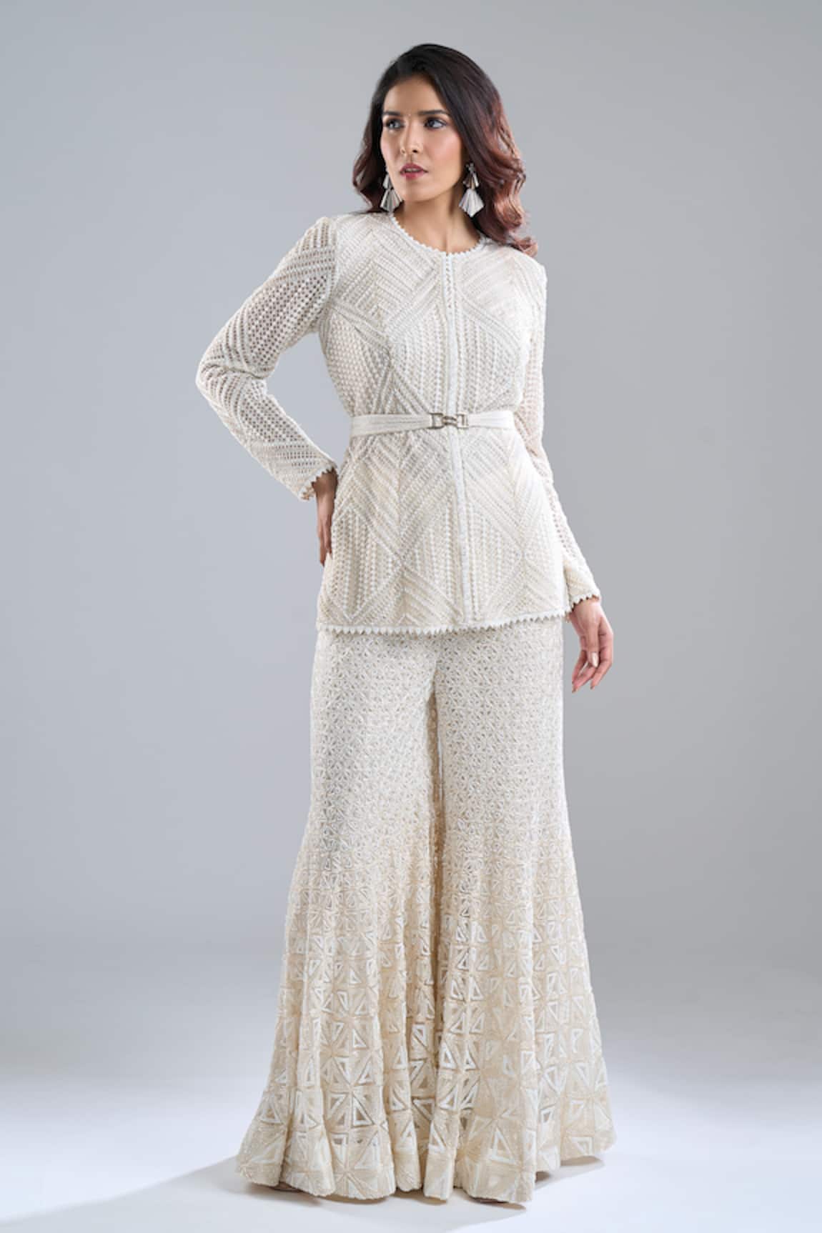 Ritika Mirchandani Ivory Embroidered Kurta & Gharara Set 