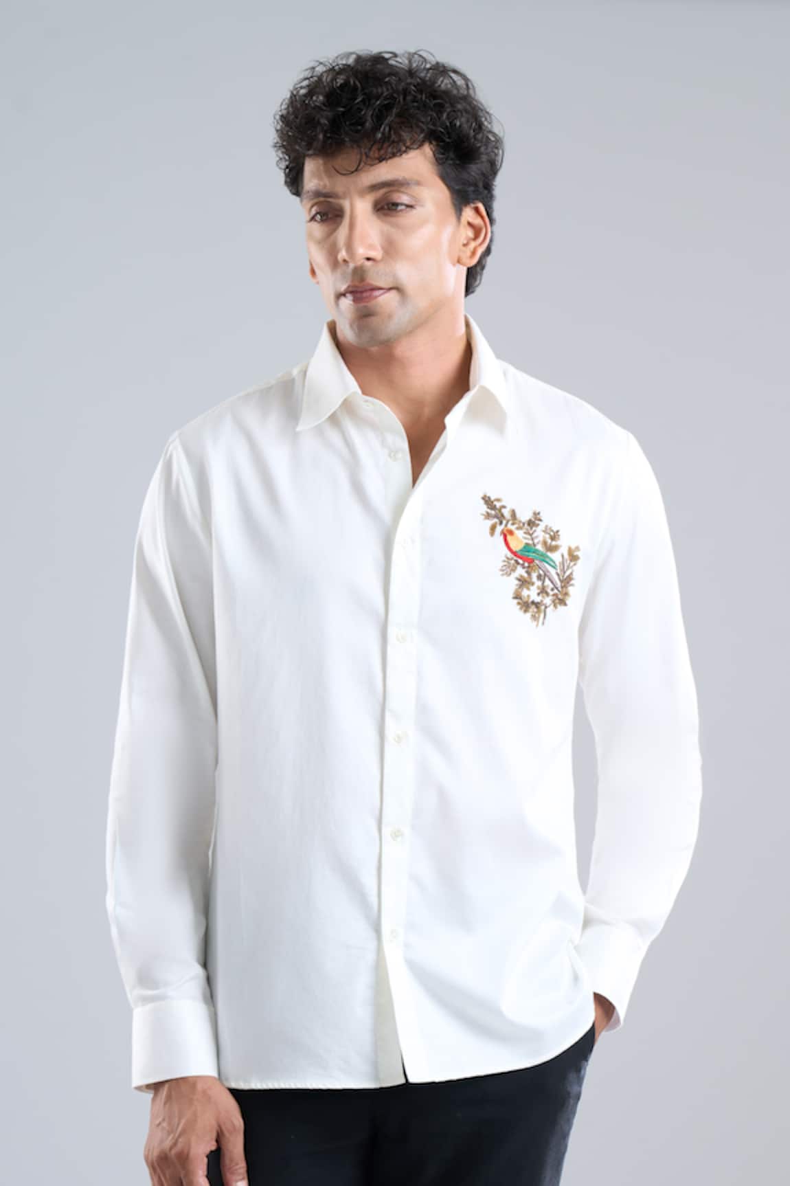 Rohit Bal Bird Placement Embroidered Shirt