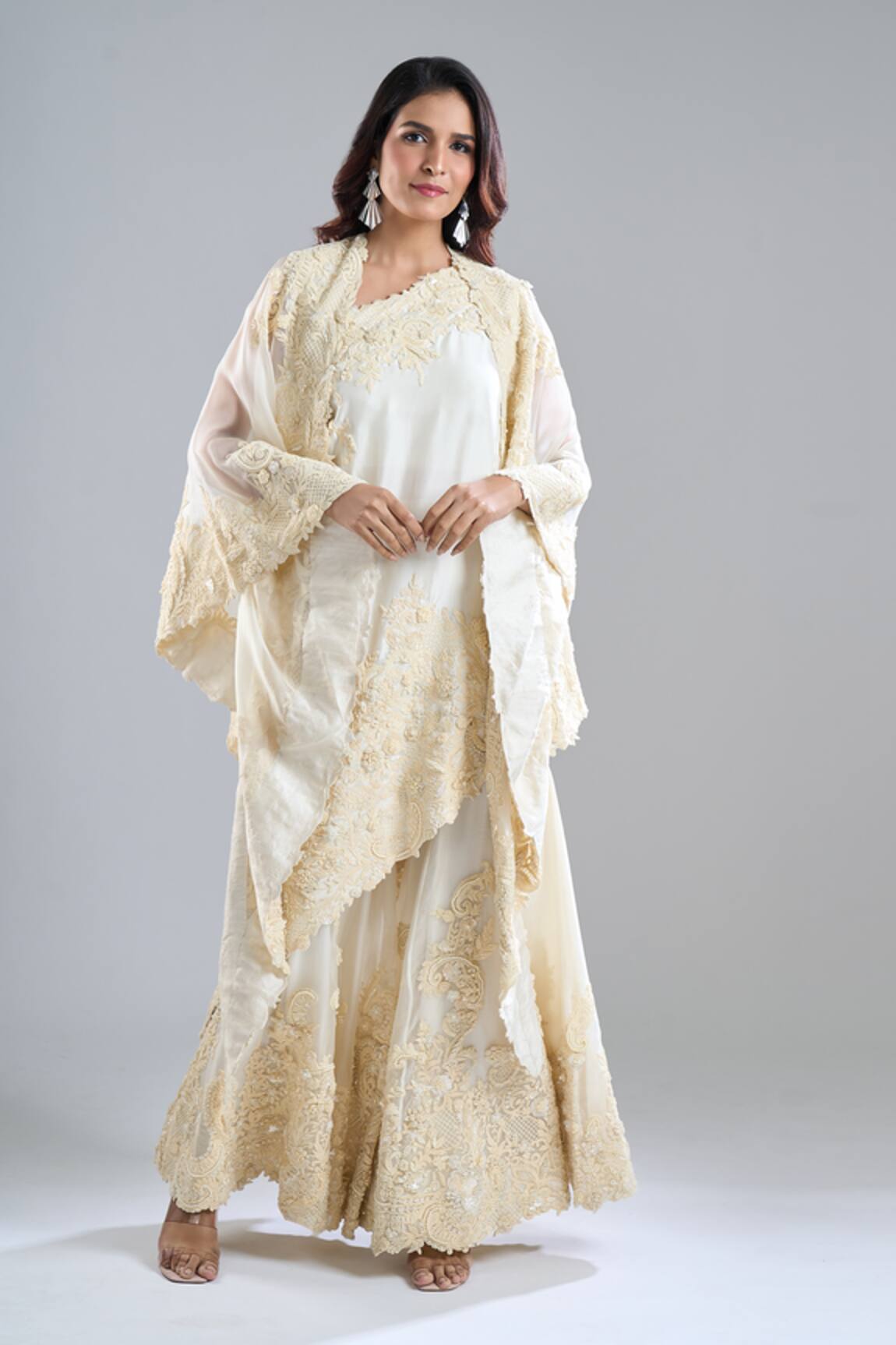 Anamika Khanna Tonal Embroidered Cape Sharara Set