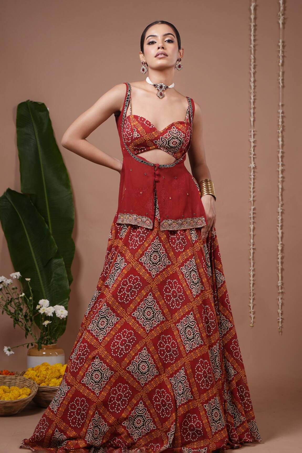 Ahi Clothing Printed Kurta Lehenga Set 