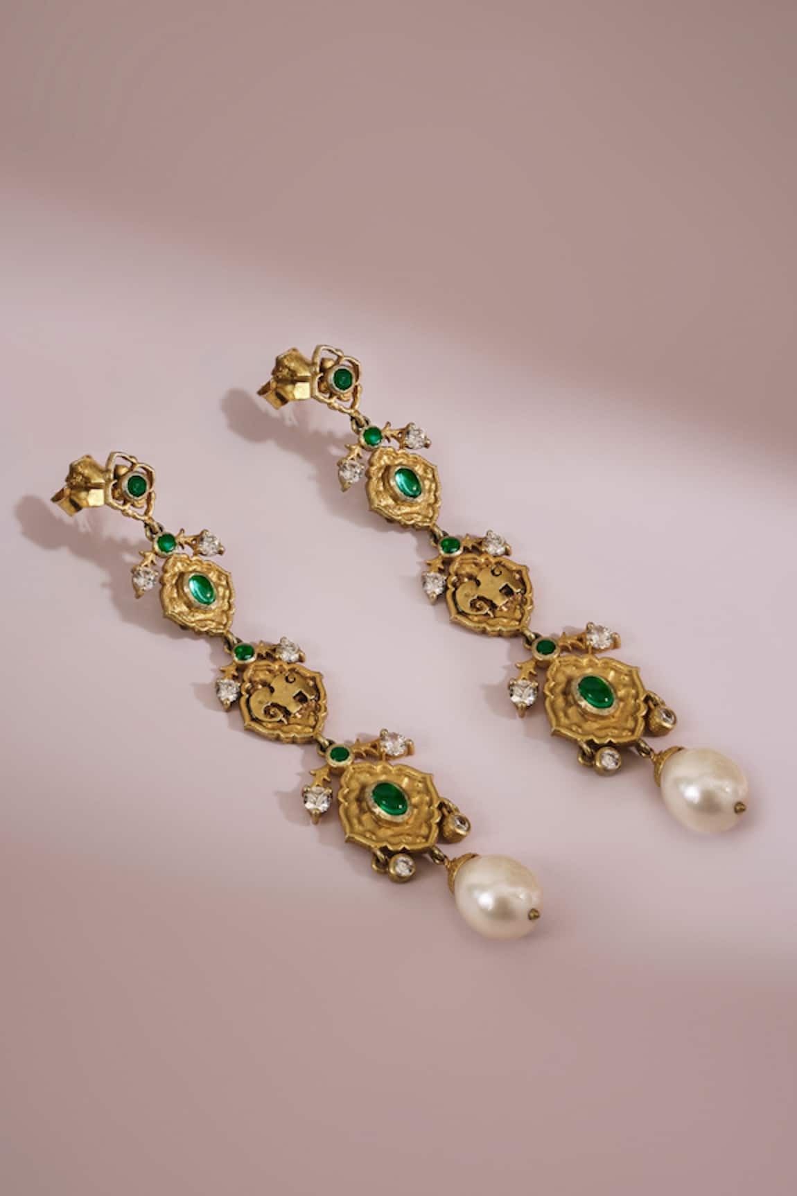 Anita Dongre Elanur Zircon & Pearl Drop Dangler Earrings