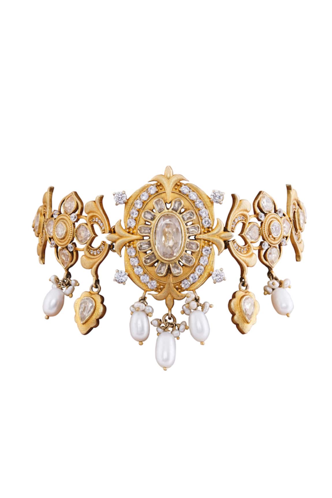 Anita Dongre Manasvita Zircon & Pearl Embellished Choker Necklace