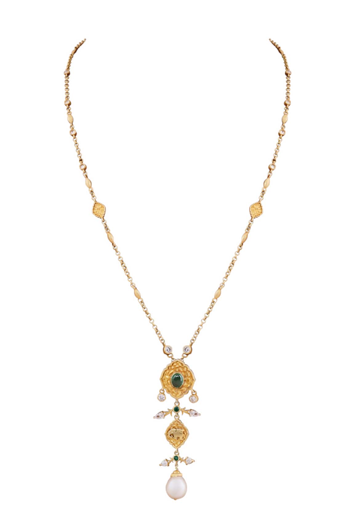 Anita Dongre Dilara Drop Dilara Zircon & Pearl Drop Necklace