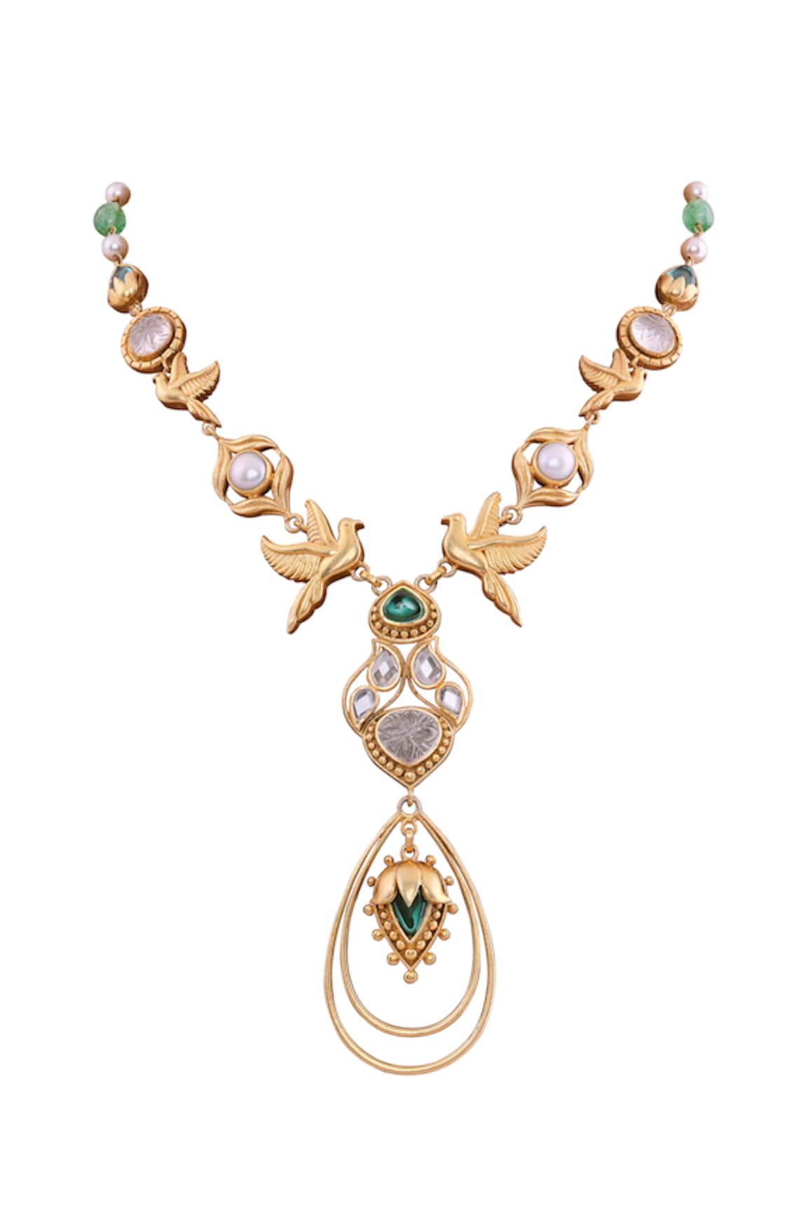 Anita Dongre Osfour Zircon & Pearl Embellished Bird Motif Necklace