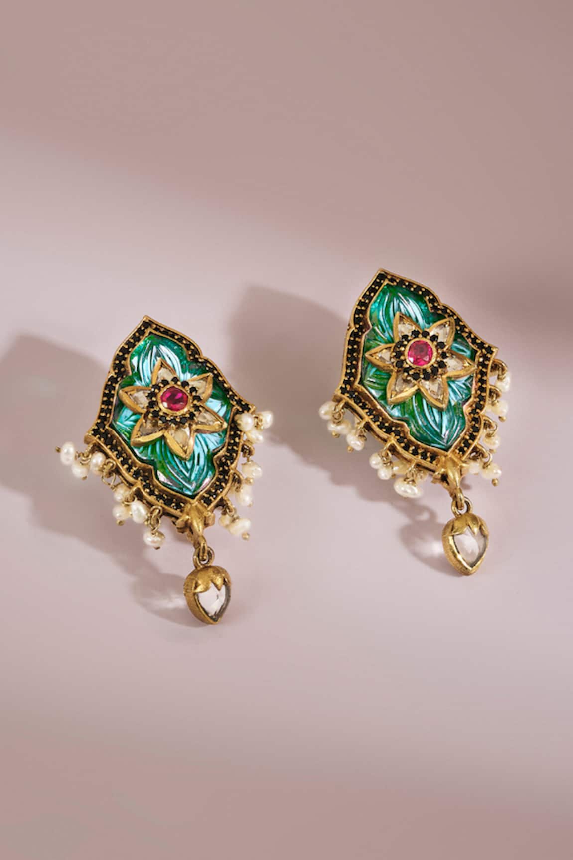 Anita Dongre Dilras Zircon & Pearl Drop Earrings