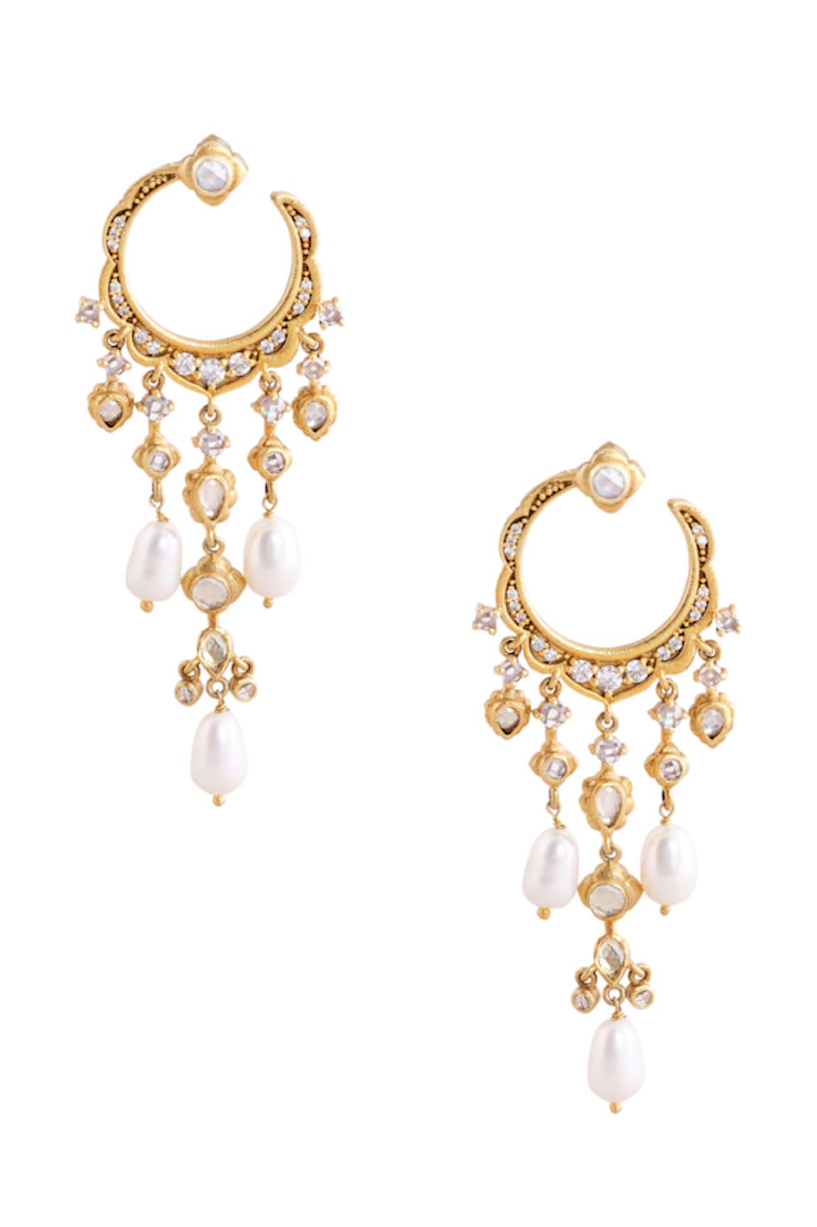 Anita Dongre Jahmir Zircon & Pearl Chandbali Earrings