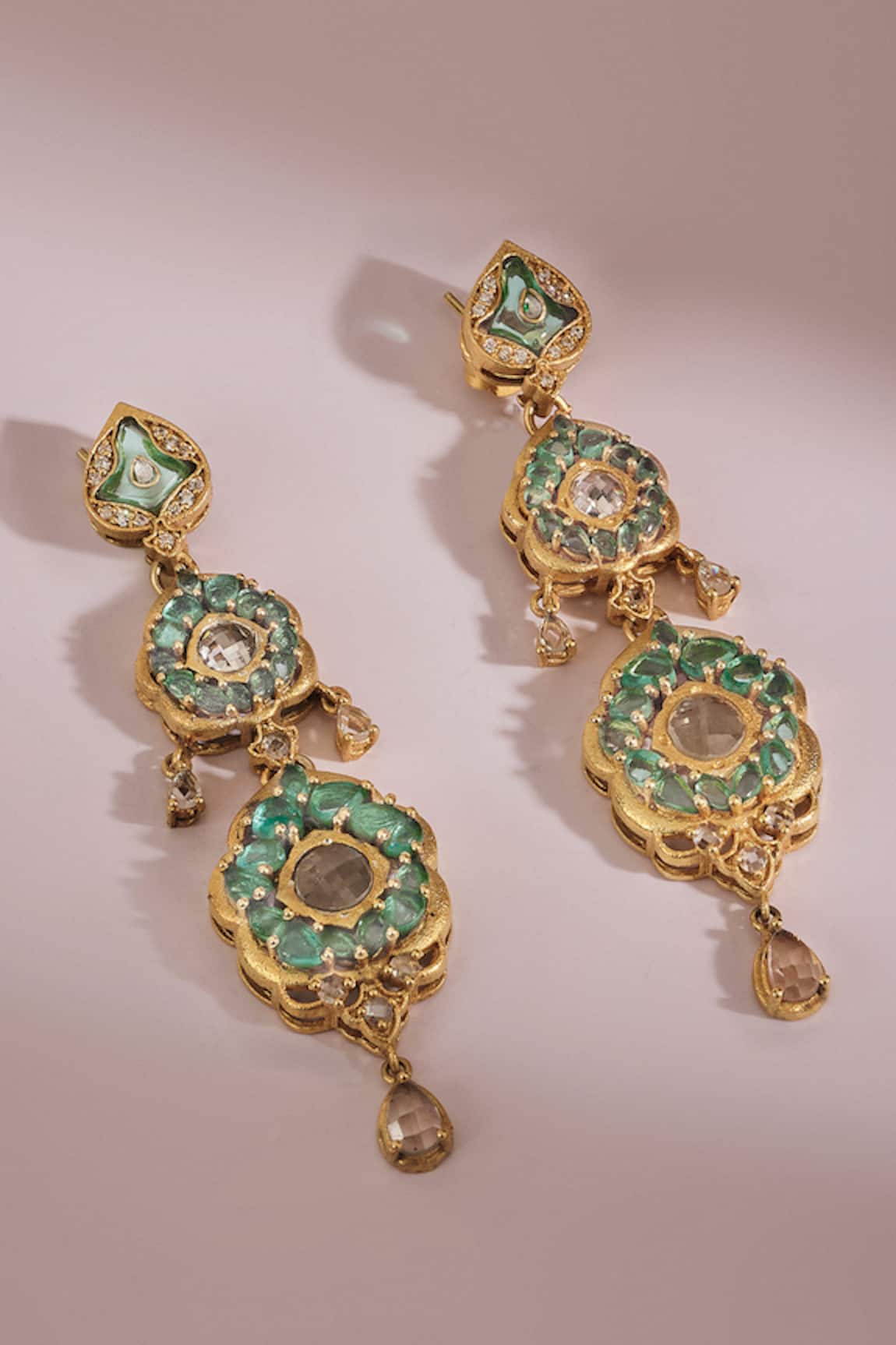 Anita Dongre Sabiha Zircon Embellished Tiered Drop Earrings 