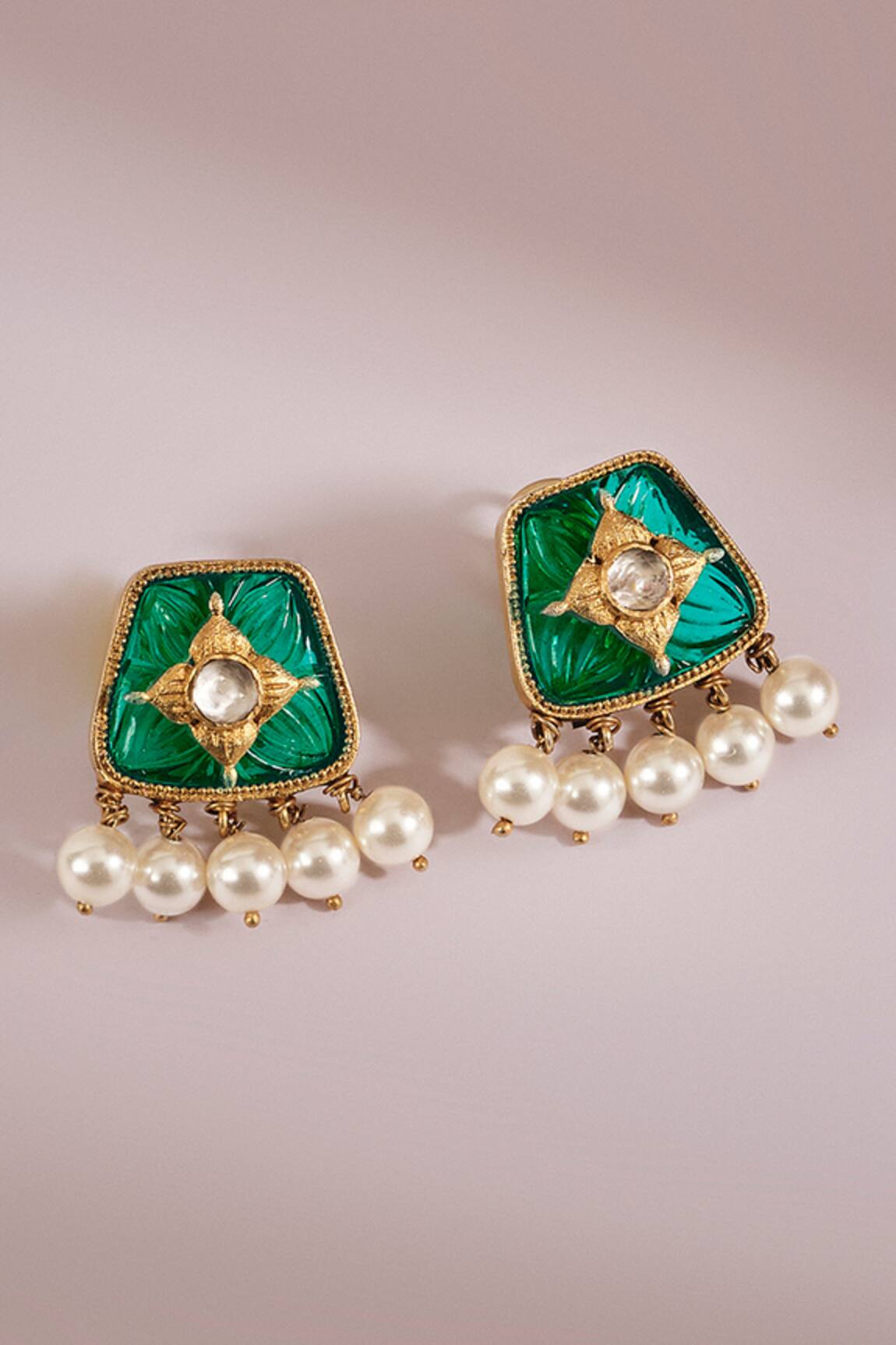 Anita Dongre Sarin Zircon & Pearl Drop Earrings 