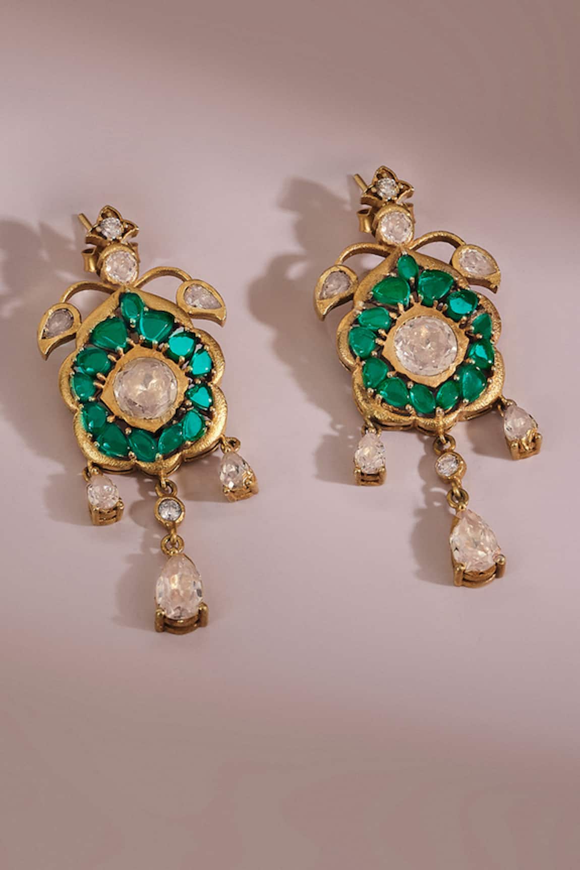 Anita Dongre Mehvash Zircon & Gold Polish Drop Earrings 