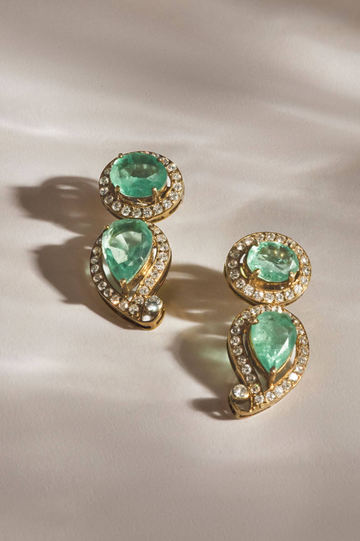 Anita Dongre Zarif Zircon & Gold Polish Drop Earrings 