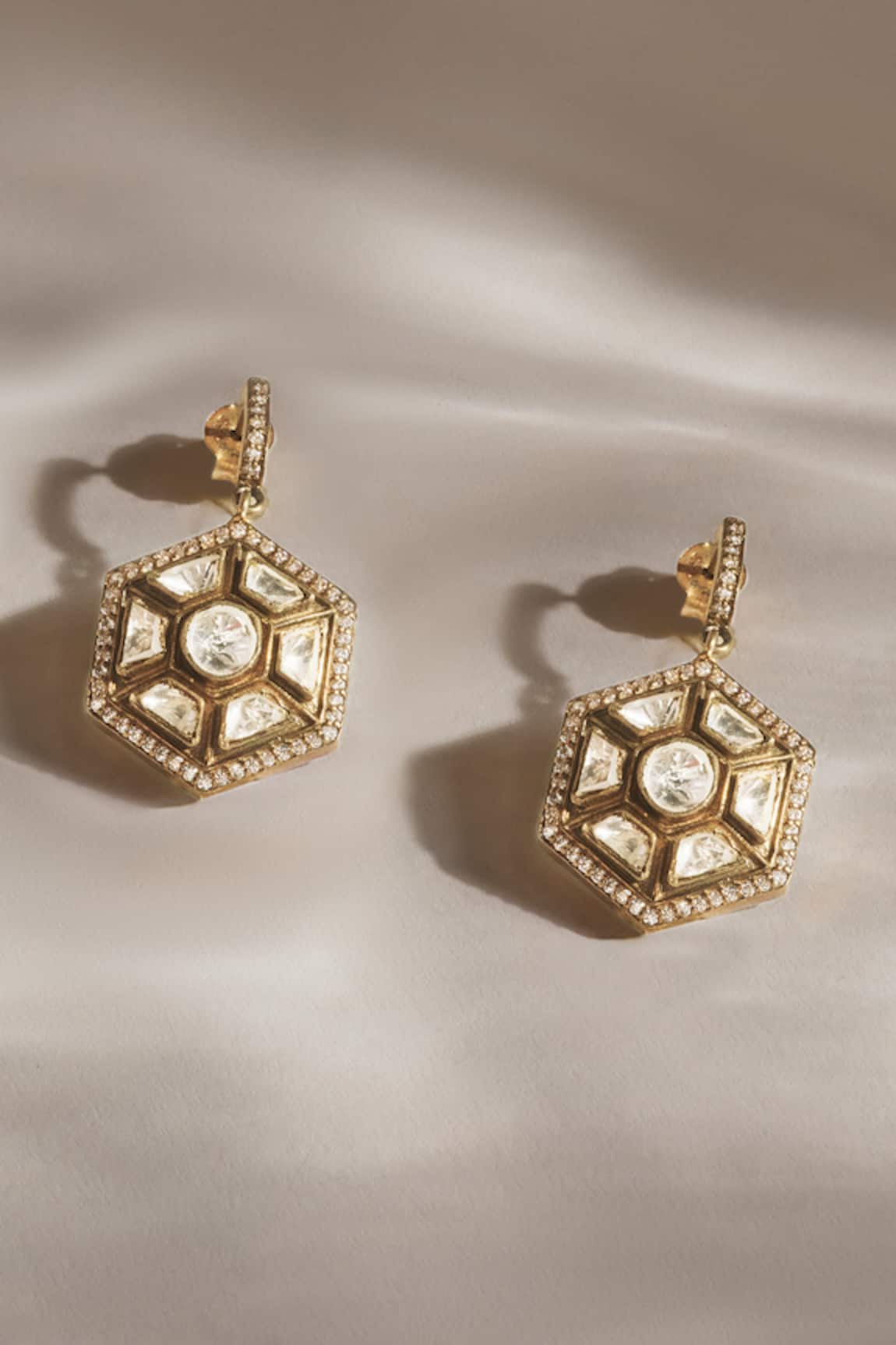 Anita Dongre Anzila Moissanite Hexagon Drop Earrings 