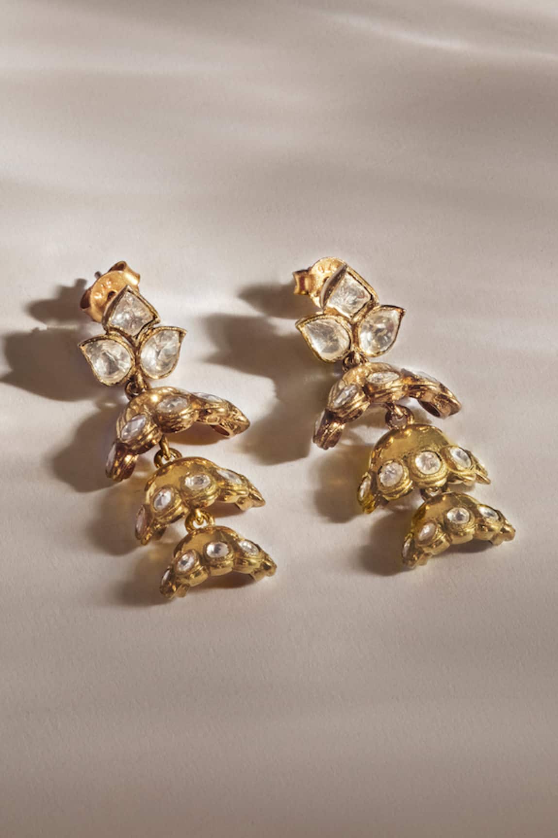Anita Dongre Azferne Moissanite Embellished Triple Jhumkas 