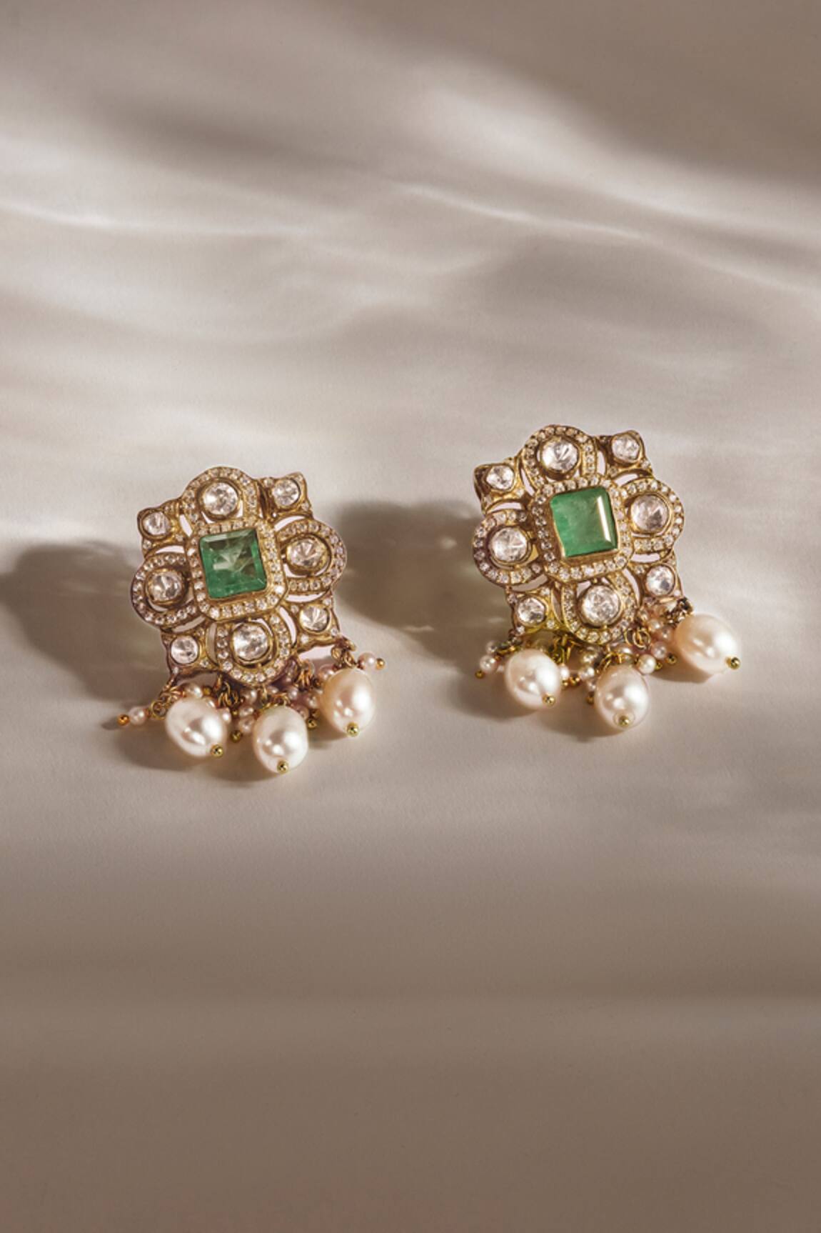 Anita Dongre Nasmin Moissanite & Pearl Drop Earrings 