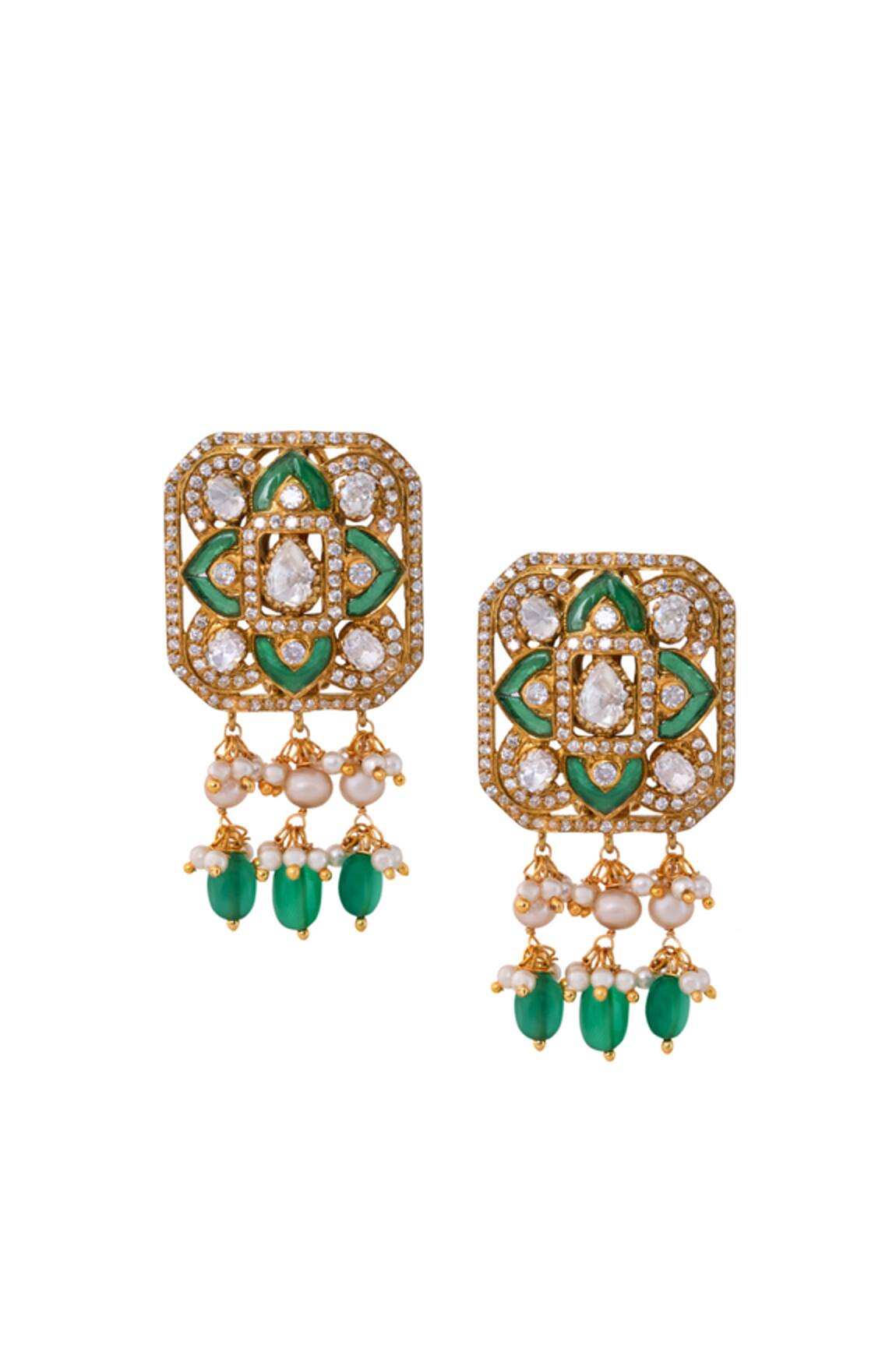 Anita Dongre Novera Zircon & Pearl Drop Earrings 