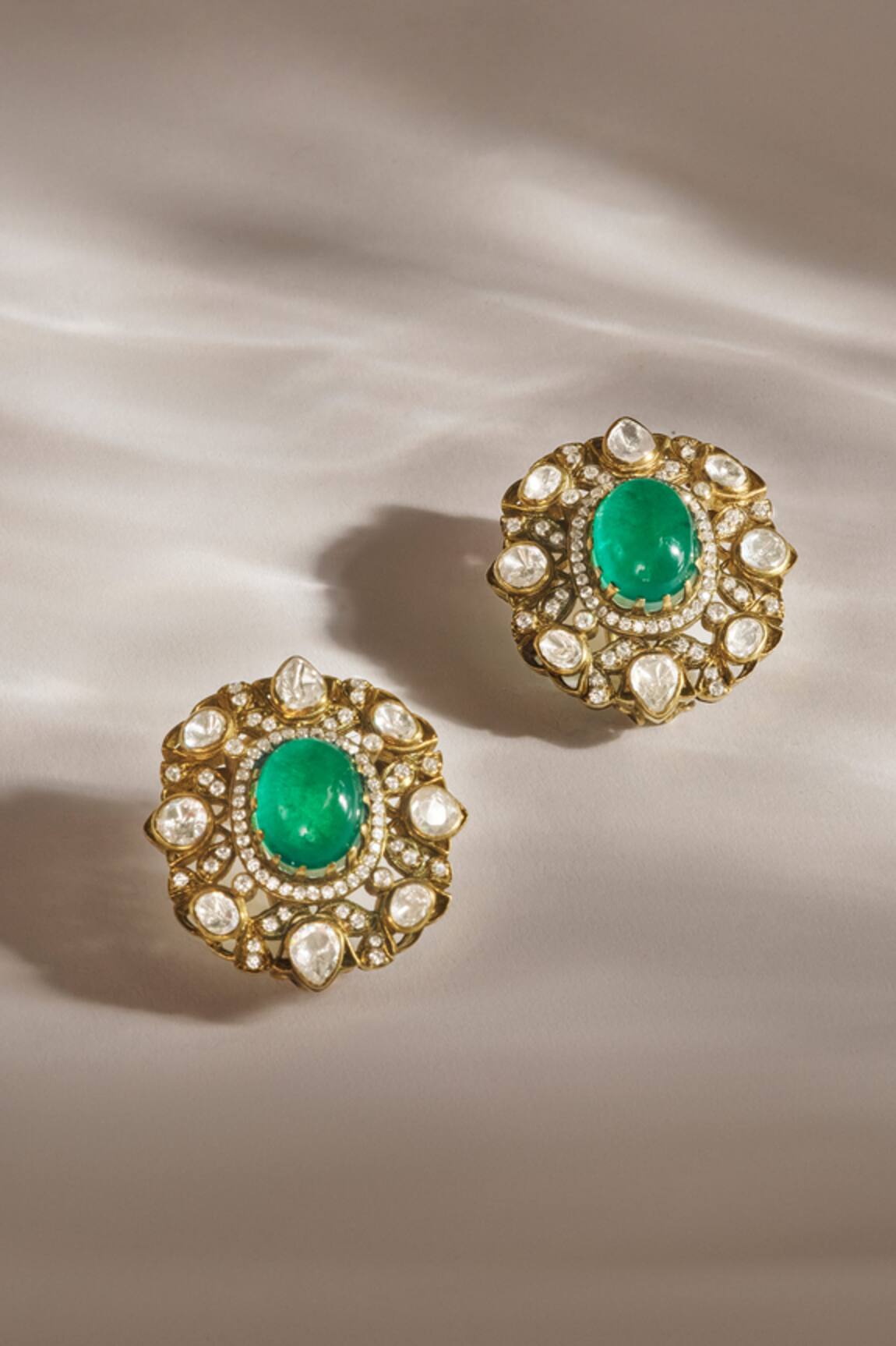 Anita Dongre Arfa Zircon Studded Oval Stone Earrings 