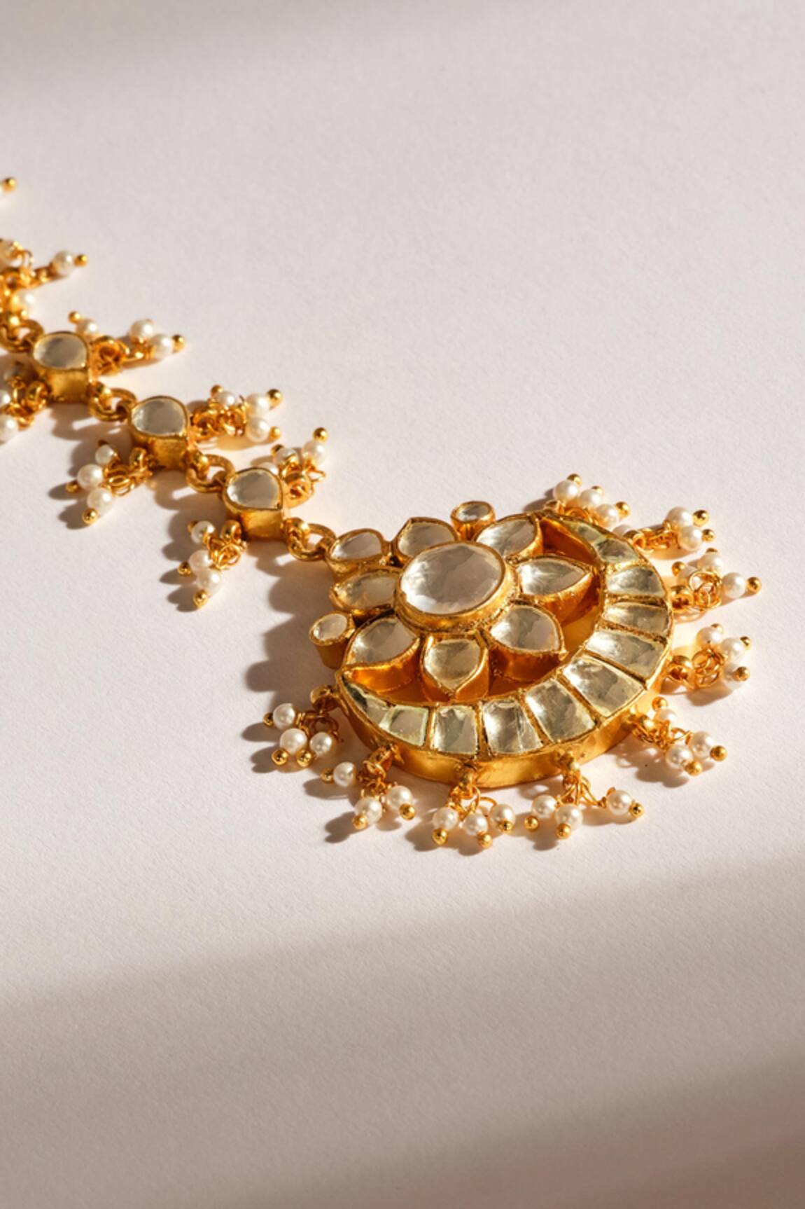 Anita Dongre Elinja Zircon & Pearl Embellished Maangtikka 