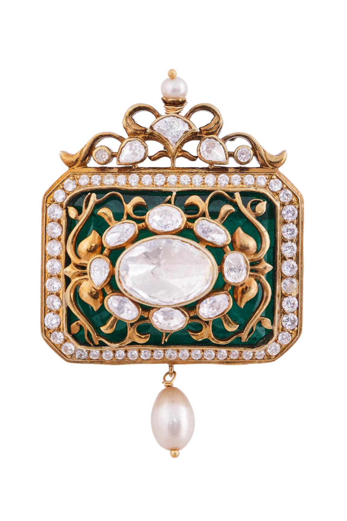 Anita Dongre Zarafshan Zircon & Pearl Embellished Brooch 