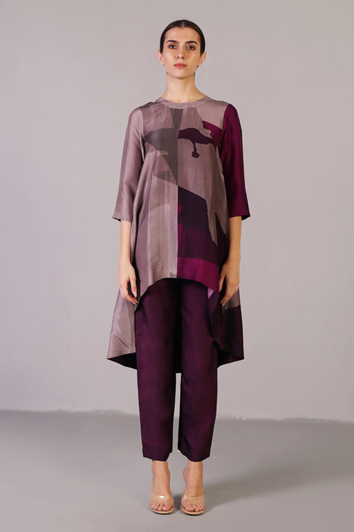Clos Floro Pattern Mulberry Purple Kurta Set 