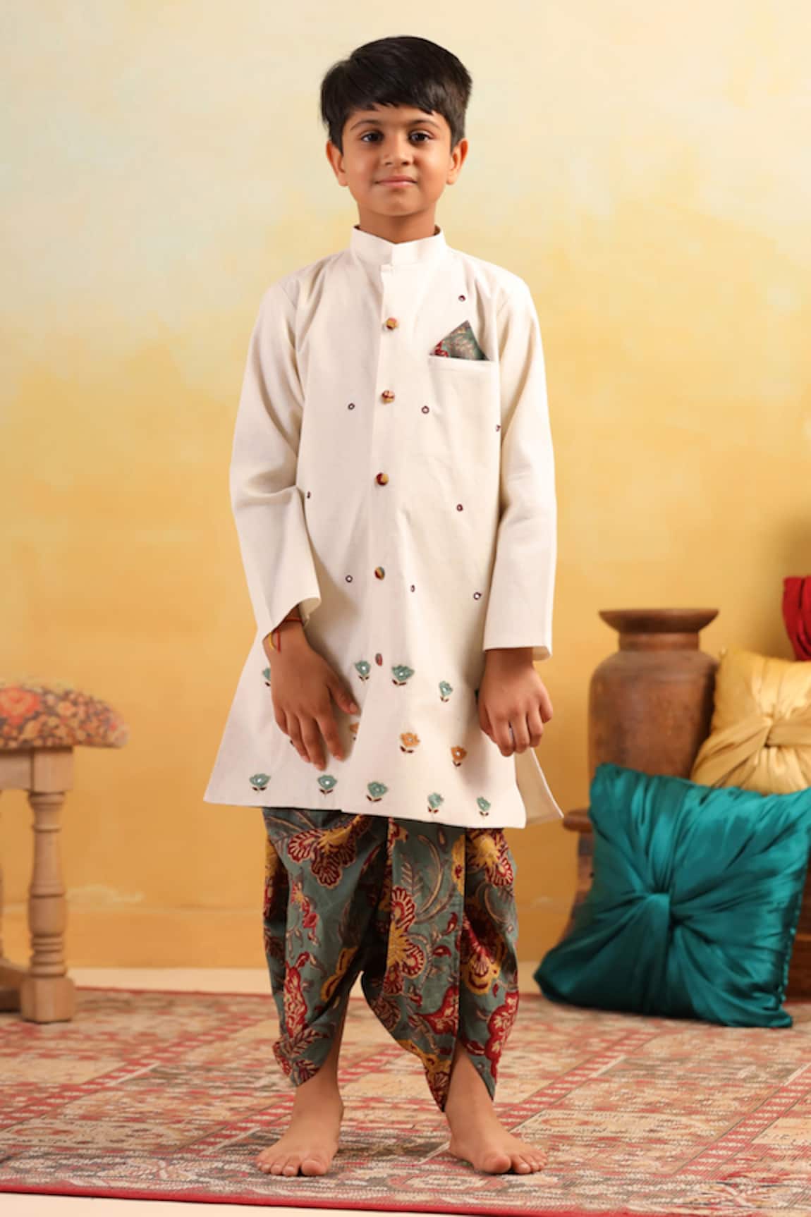 Cute Couture Mirror Work Kurta With Dhoti Pant 
