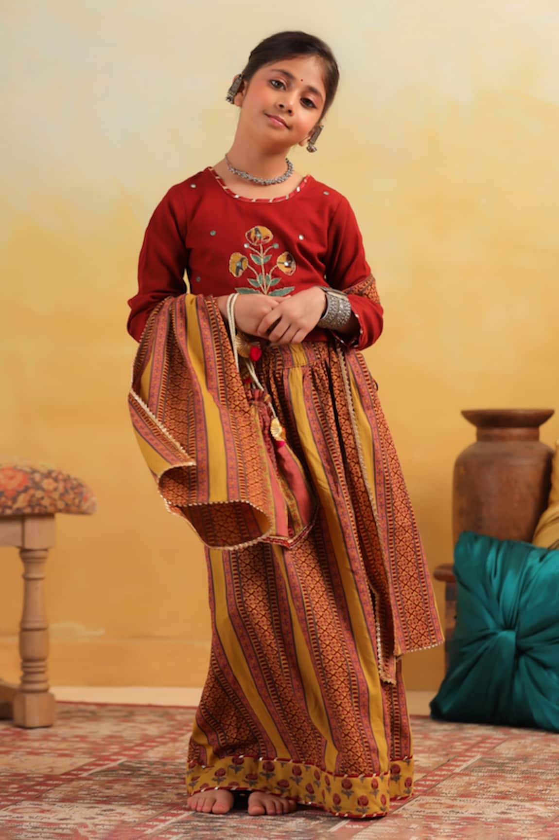 Cute Couture Floral Pattern Blouse & Lehenga Set 