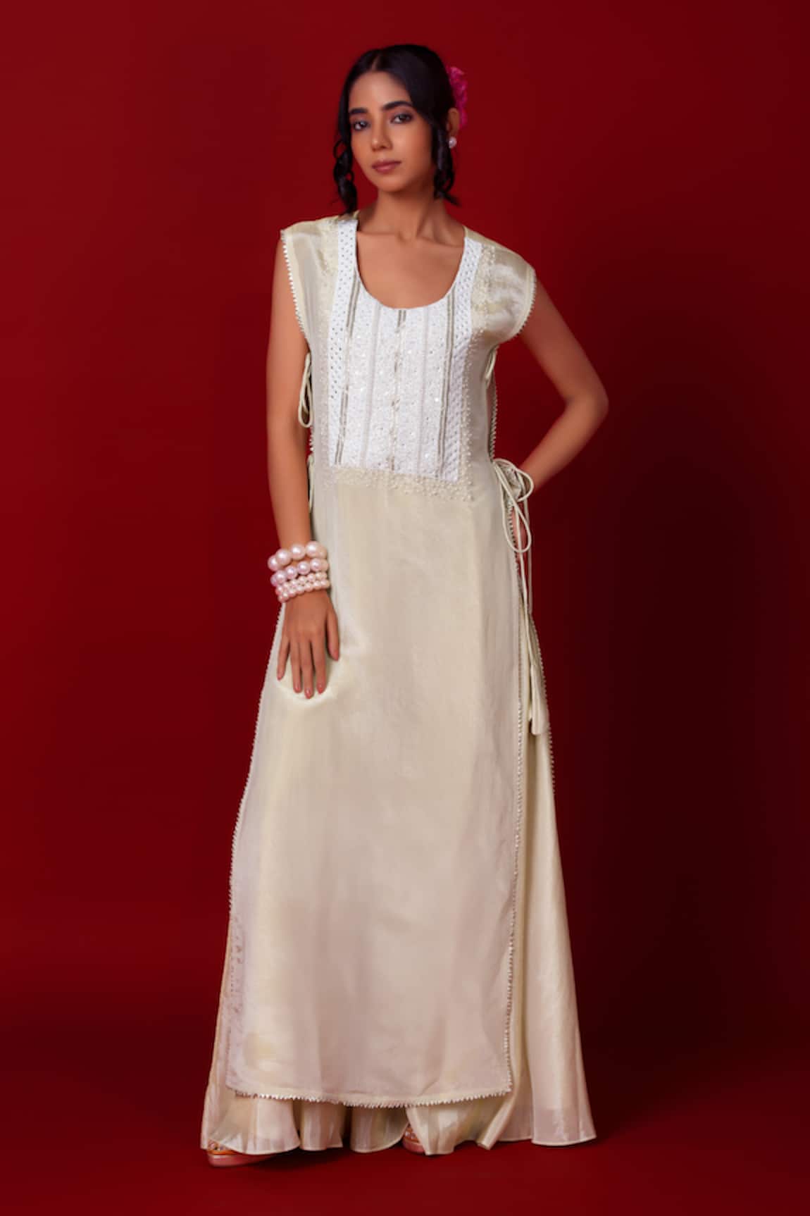 Label Niyami Hand Embroidered Jacket & Sharara Set