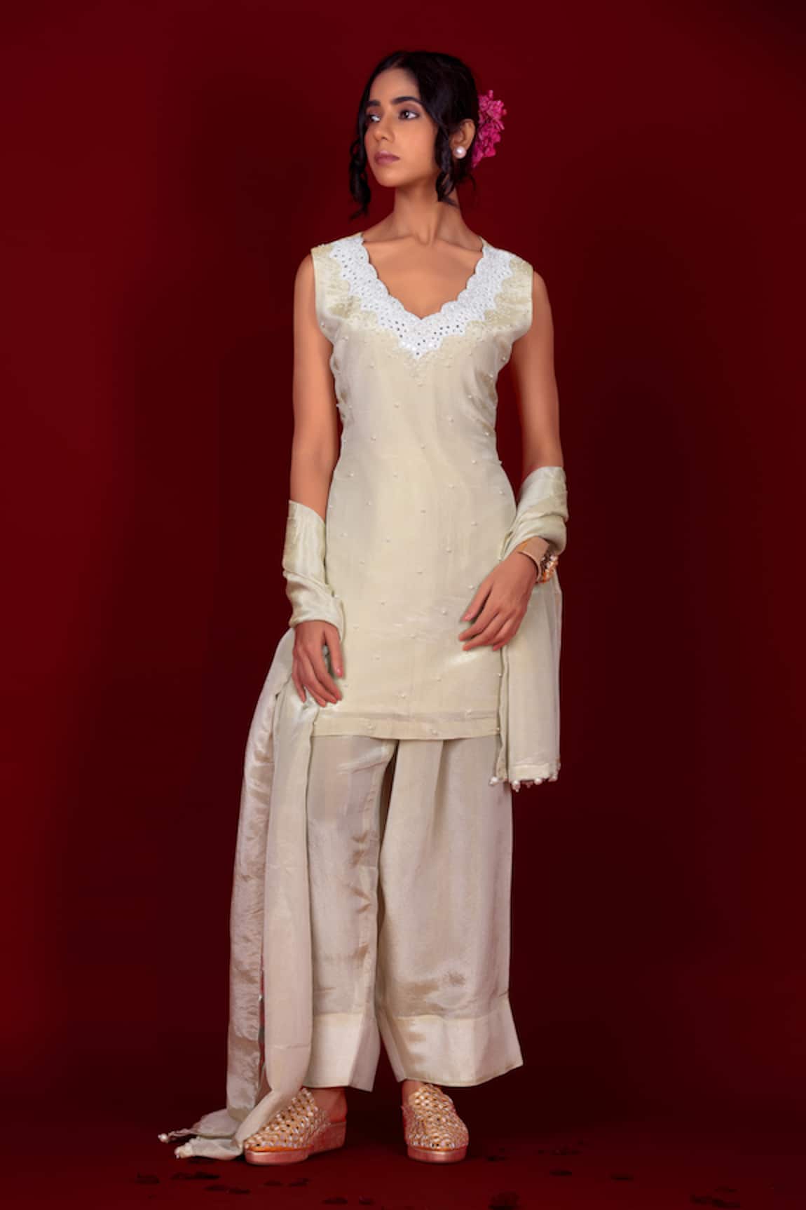 Label Niyami Embroidered Kurta & Farshi Salwar Set