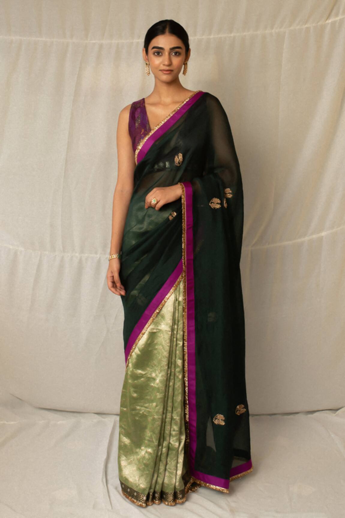 Priyanka Raajiv Kavya Zardozi Work Saree With Running Blouse 