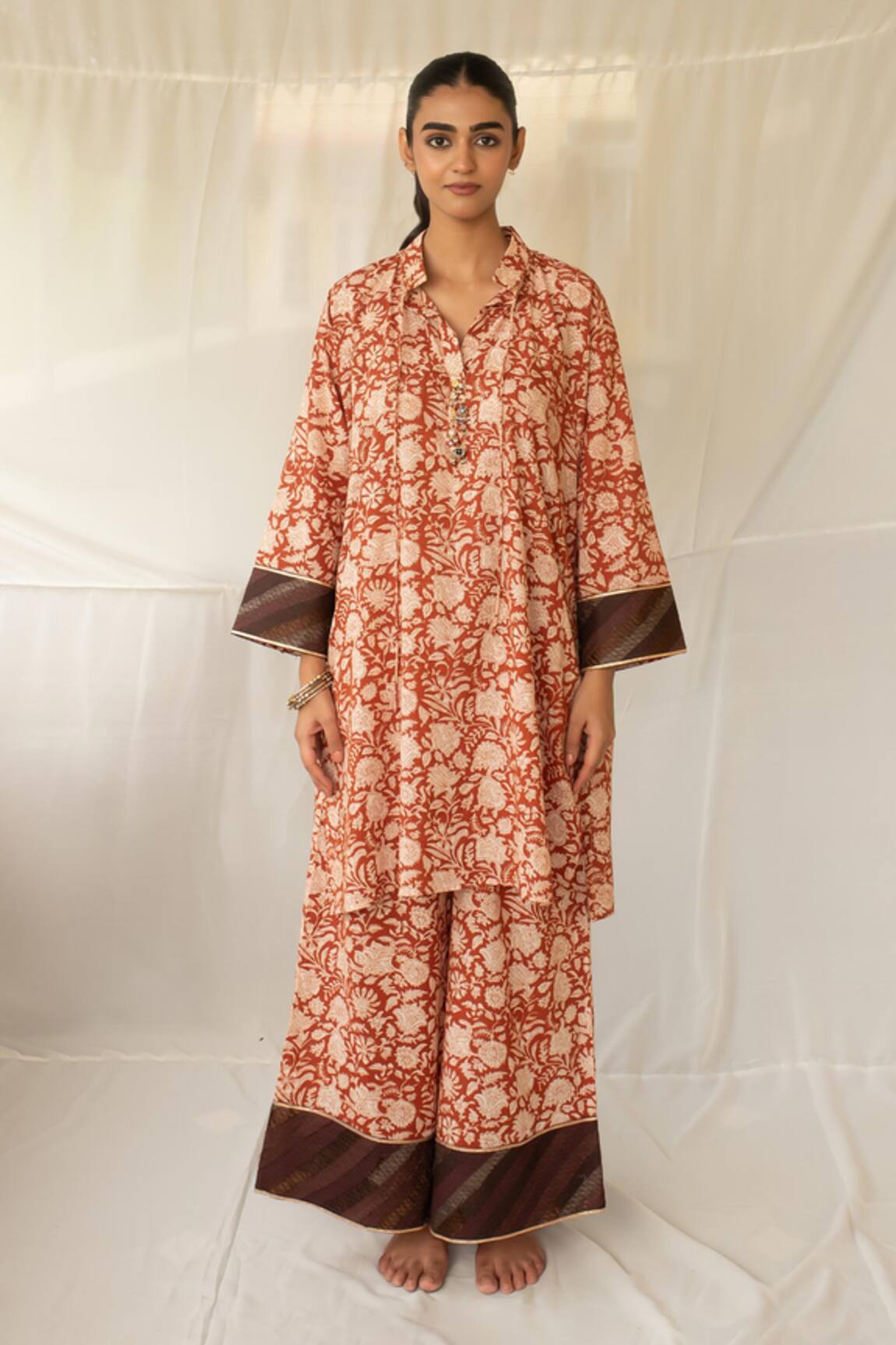 Priyanka Raajiv Mrida Hand Block Print Kurta With Pant 