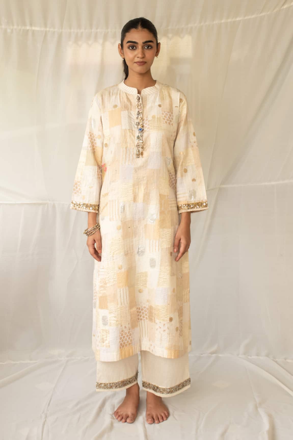 Priyanka Raajiv Sattva Upcycled Patchwork Kurta With Pant 