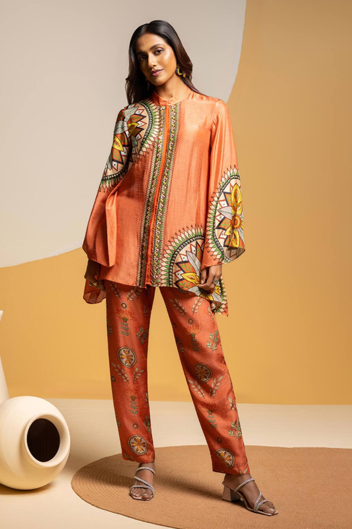 Soup By Sougat Paul Taarani Embellished Kurta & Printed Pant Set 