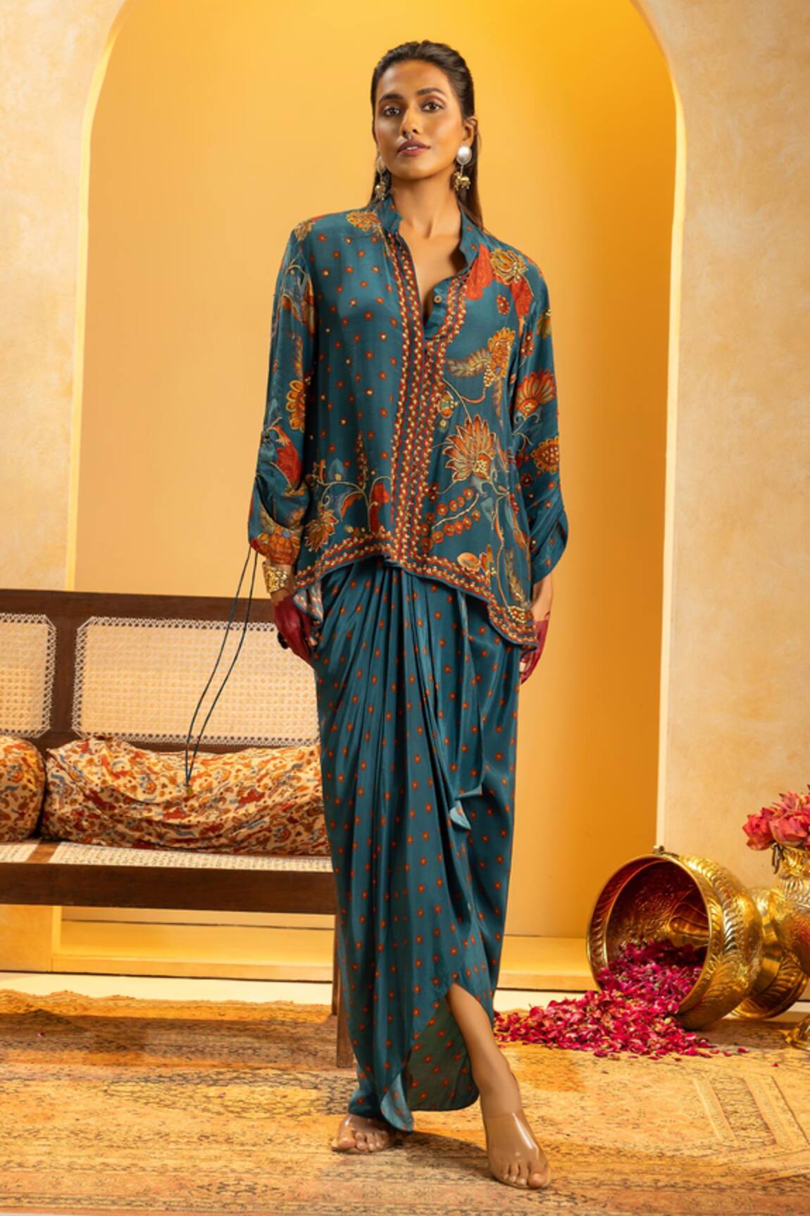 Soup By Sougat Paul Rangtara Zari & Sequins Embellished Skirt Set 