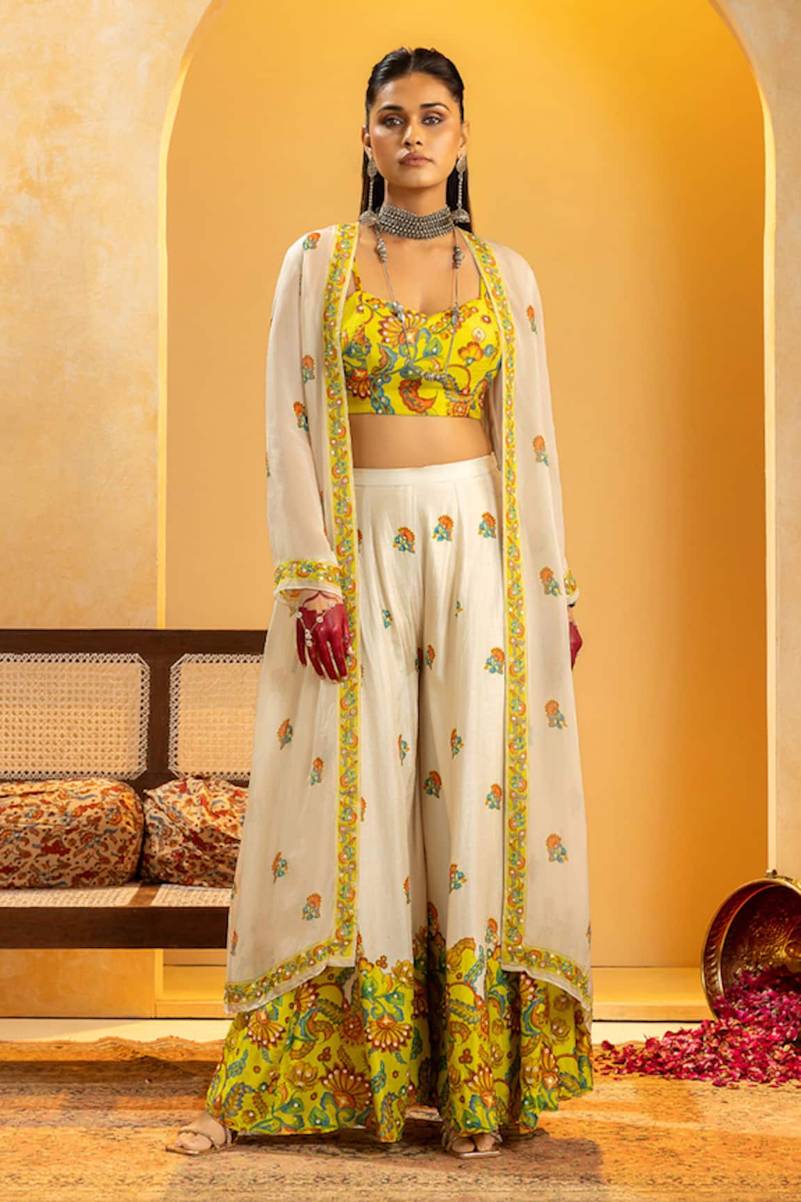 Soup By Sougat Paul Rangtara Embellished Cape & Palazzo Set 