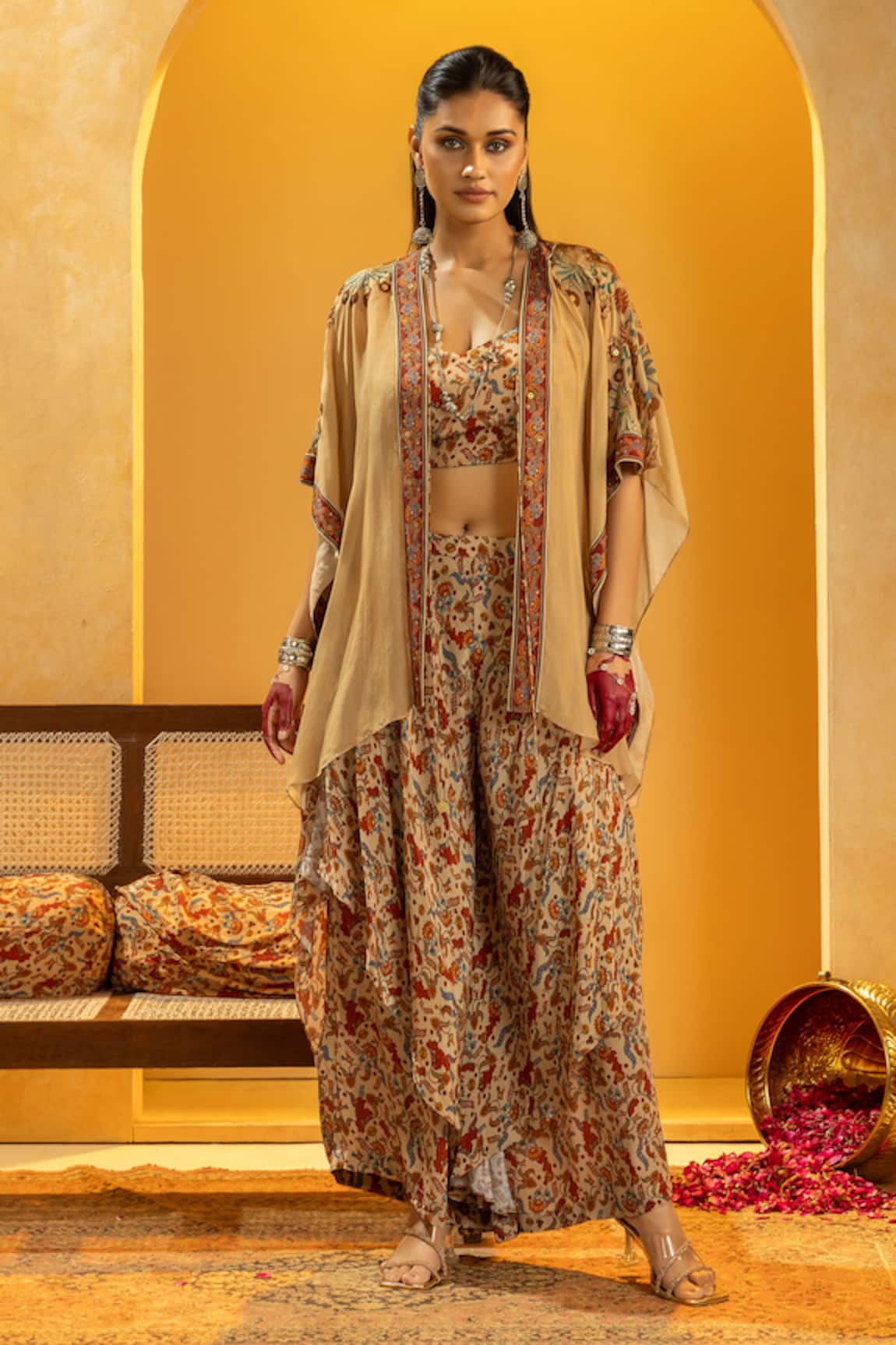 Soup By Sougat Paul Rangtara Zari & Sequins Cape Set 