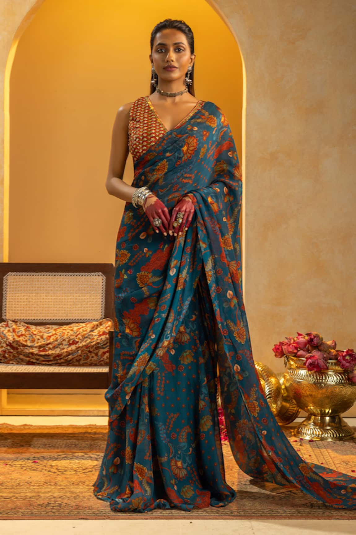 Soup By Sougat Paul Rangtara Zari & Sequins Pre-Draped Saree Set 