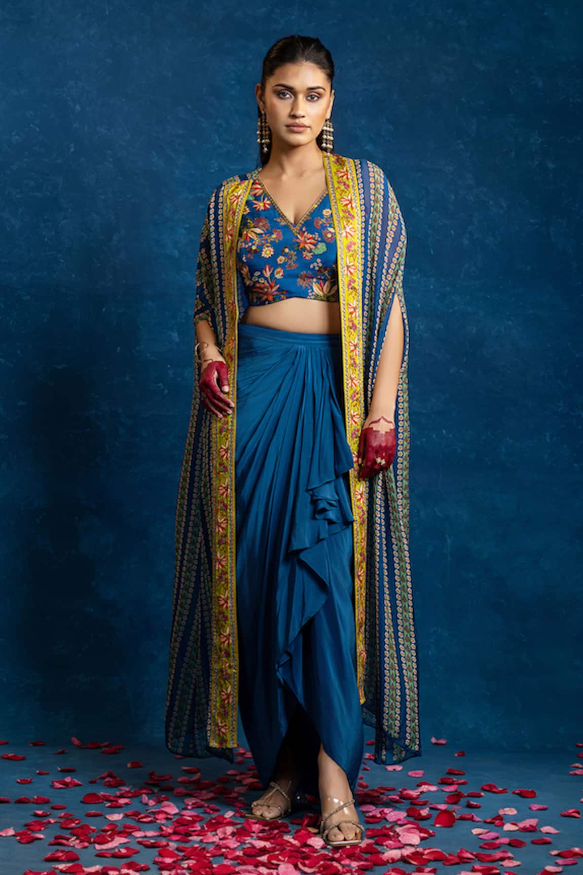 Soup By Sougat Paul Aarani Embellished Bustier & Drape Skirt Set 