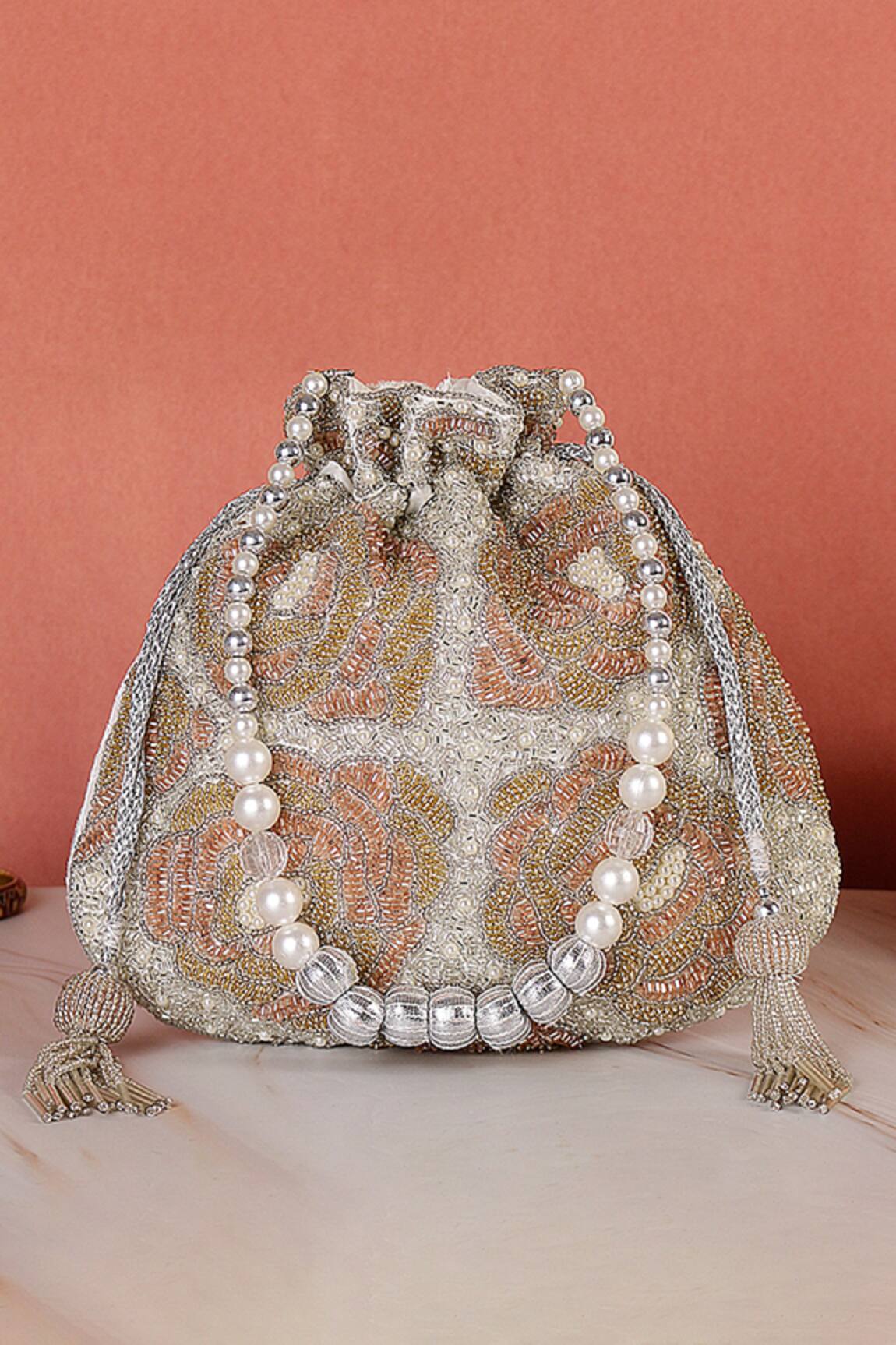 Nazaakat By Samara Singh Embellished Potli Bag With Pearl Handle 