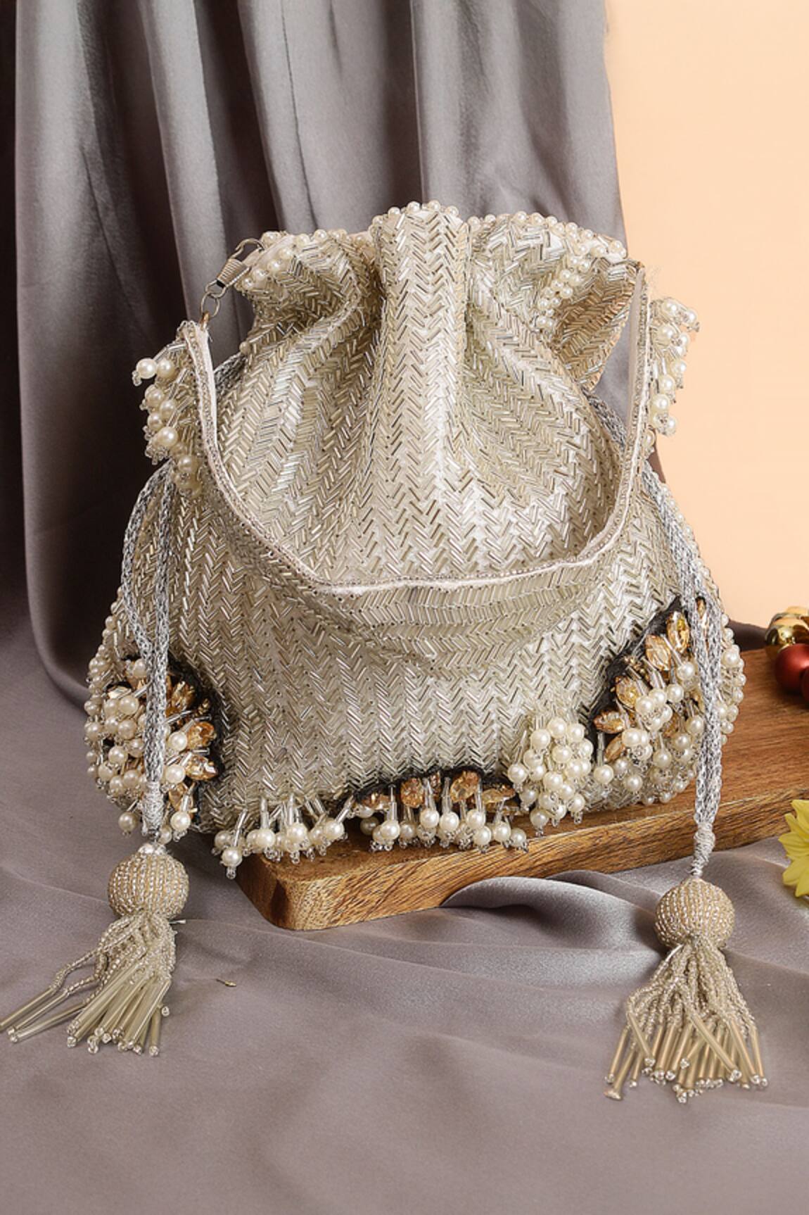 Nazaakat By Samara Singh Beaded & Pearl Embellished Potli Bag 