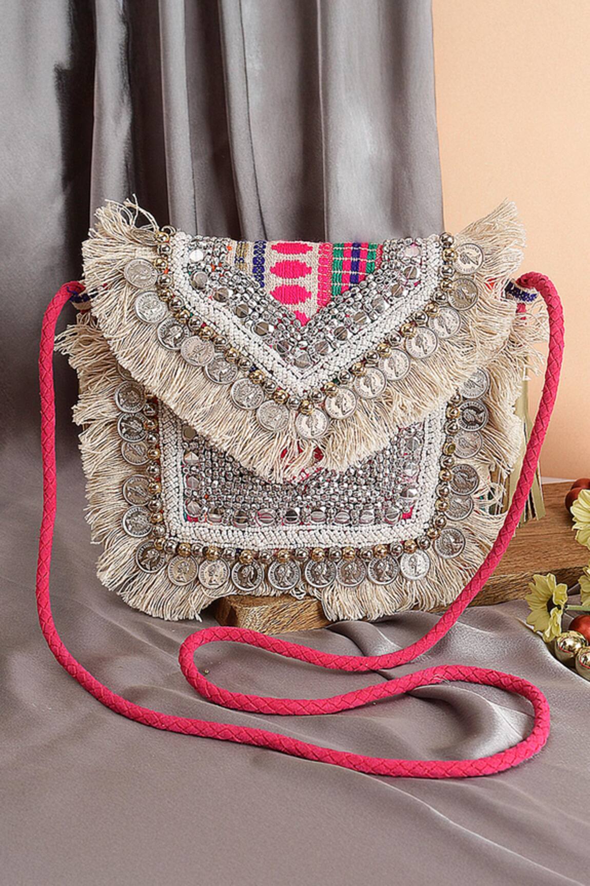 Nazaakat By Samara Singh Banjara Boho Bag With Coin & Fringe Detail 