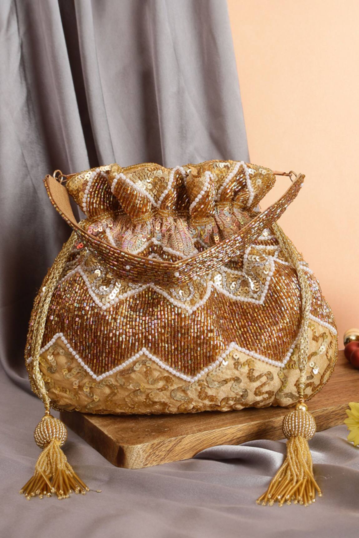Nazaakat By Samara Singh Sequins & Beads Embroidered Potli Bag 