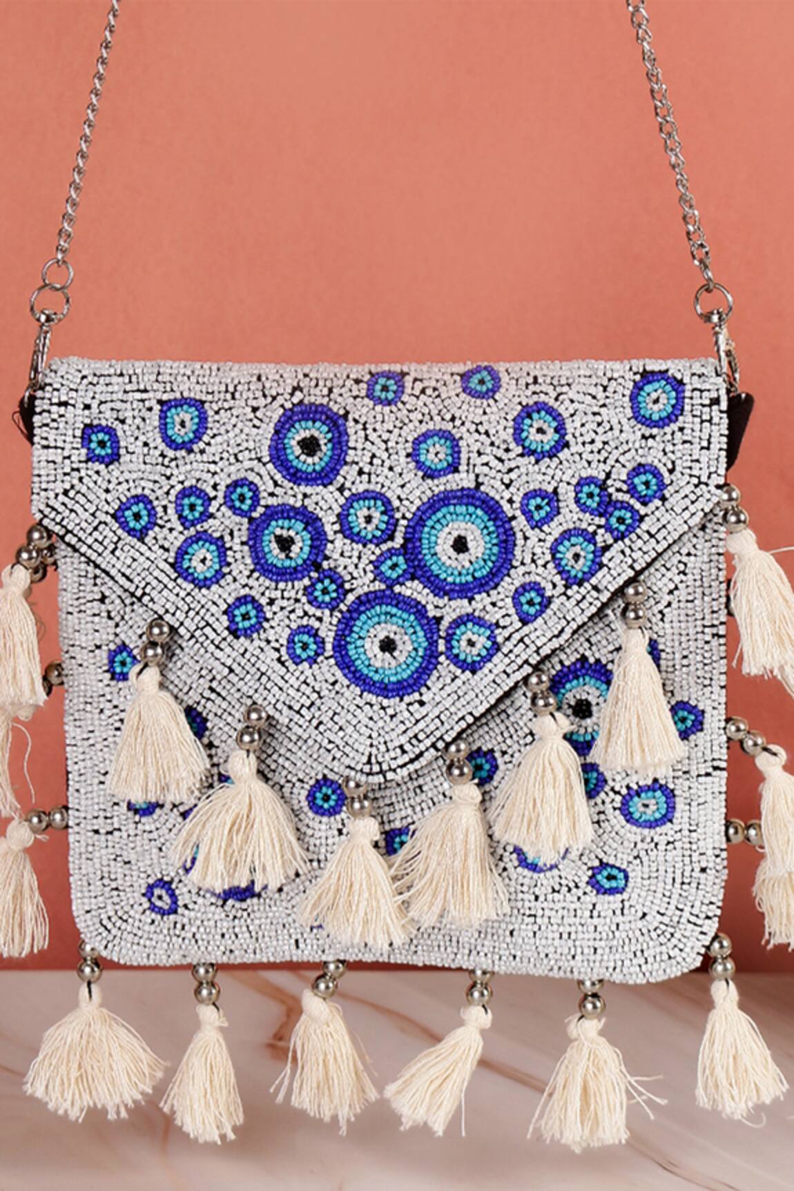 Nazaakat By Samara Singh Beaded Evil Eye Pattern Sling Bag 