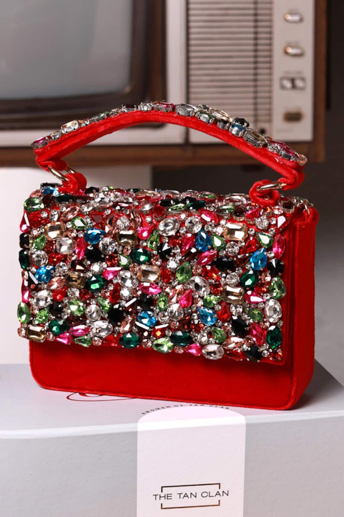 The Tan Clan Kylie Red Flapover Bag 