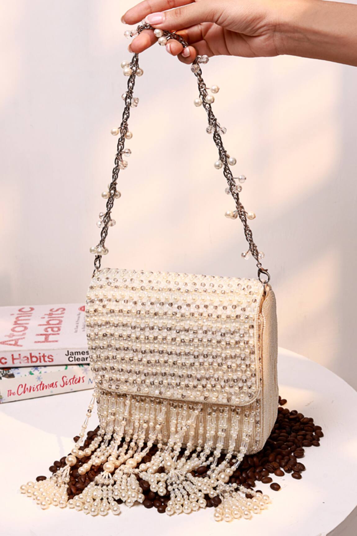 The Tan Clan Mira White Flapover Bag 